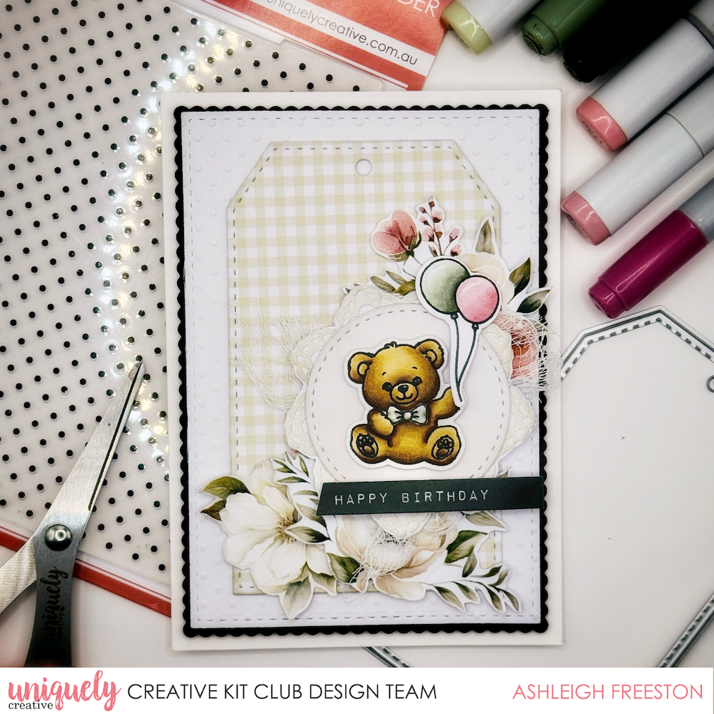 HAPPY BIRTHDAY BEAR CARD TUTORIAL - ASHLEIGH FREESTON