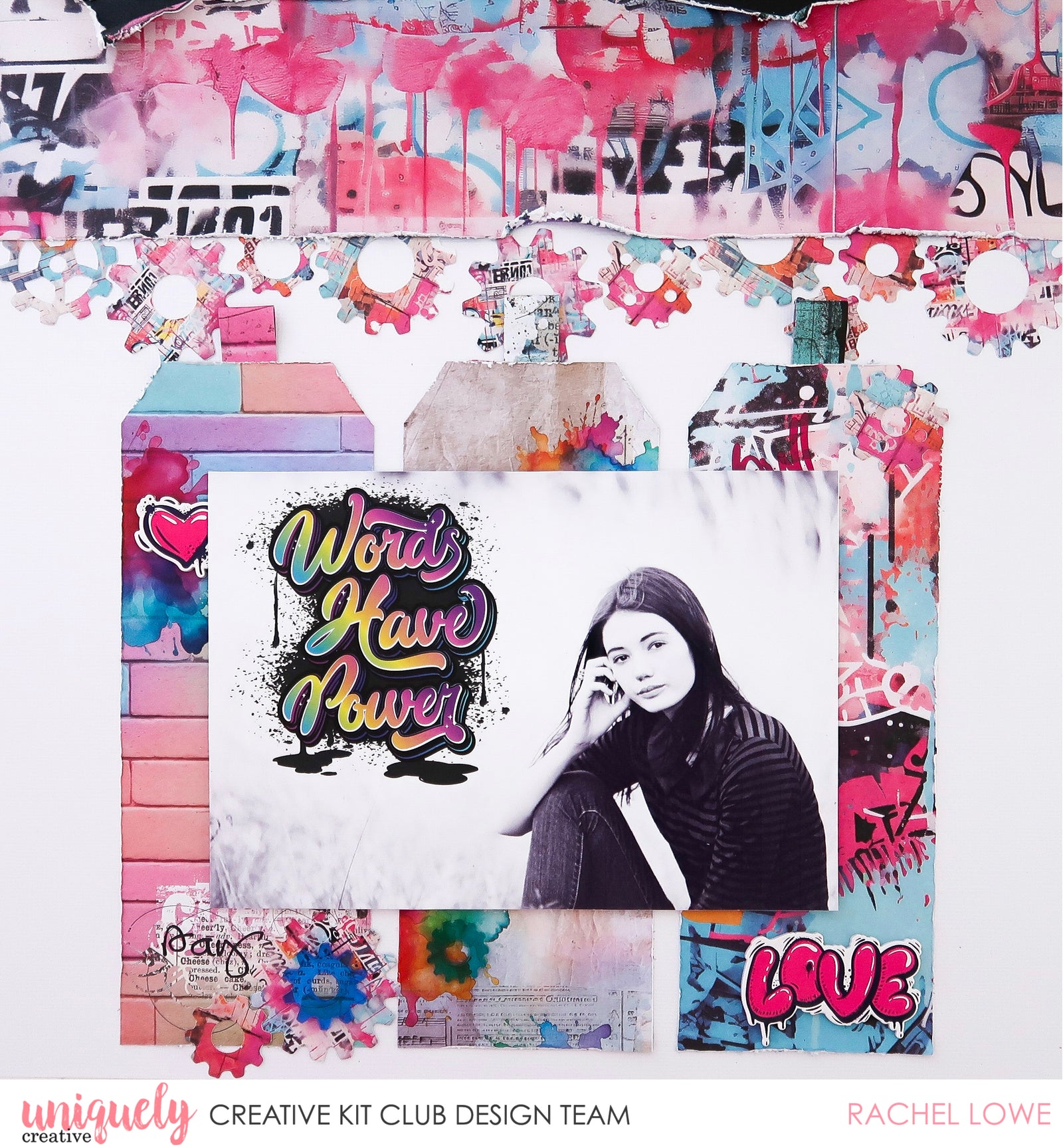 WORDS HAVE POWER SCRAPBOOKING LAYOUT - RACHEL LOWE