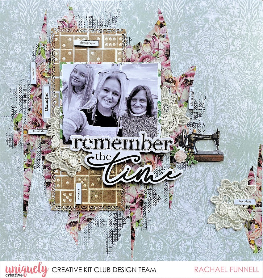 Scrapbooking Layout of a family with vintage scrapbooking papers