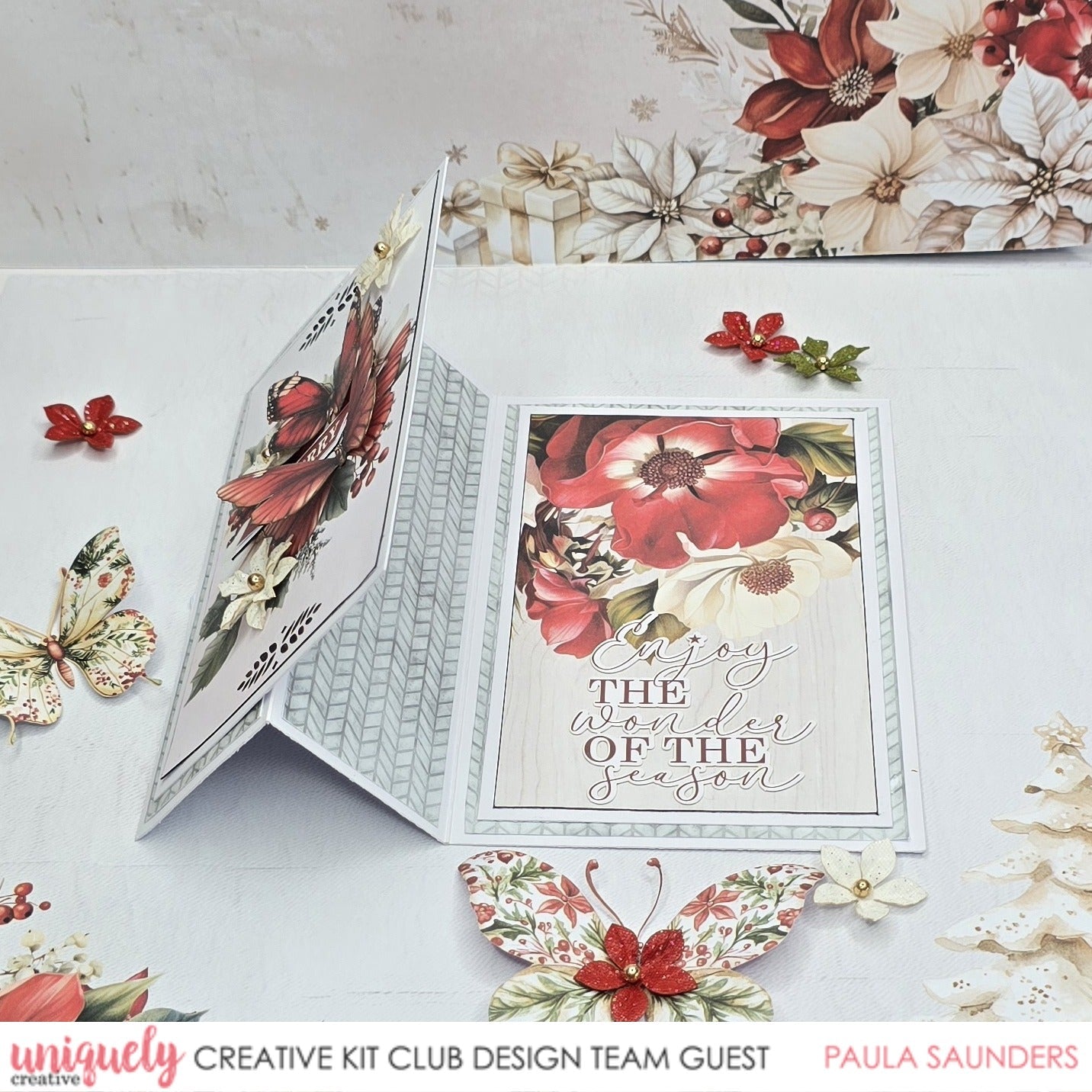 BE MERRY CARD TUTORIAL - PAULA SAUNDERS