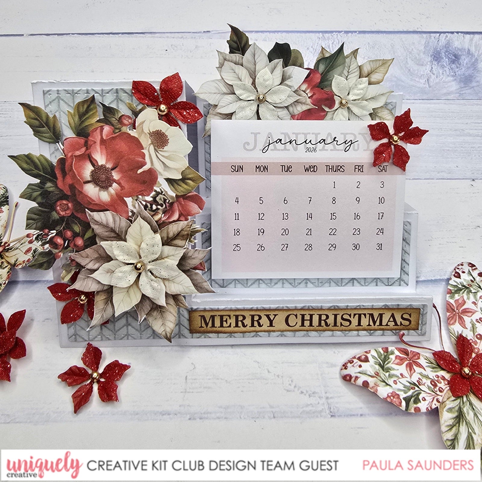 MERRY CHRISTMAS CALENDAR CARD TUTORIAL - PAULA SAUNDERS