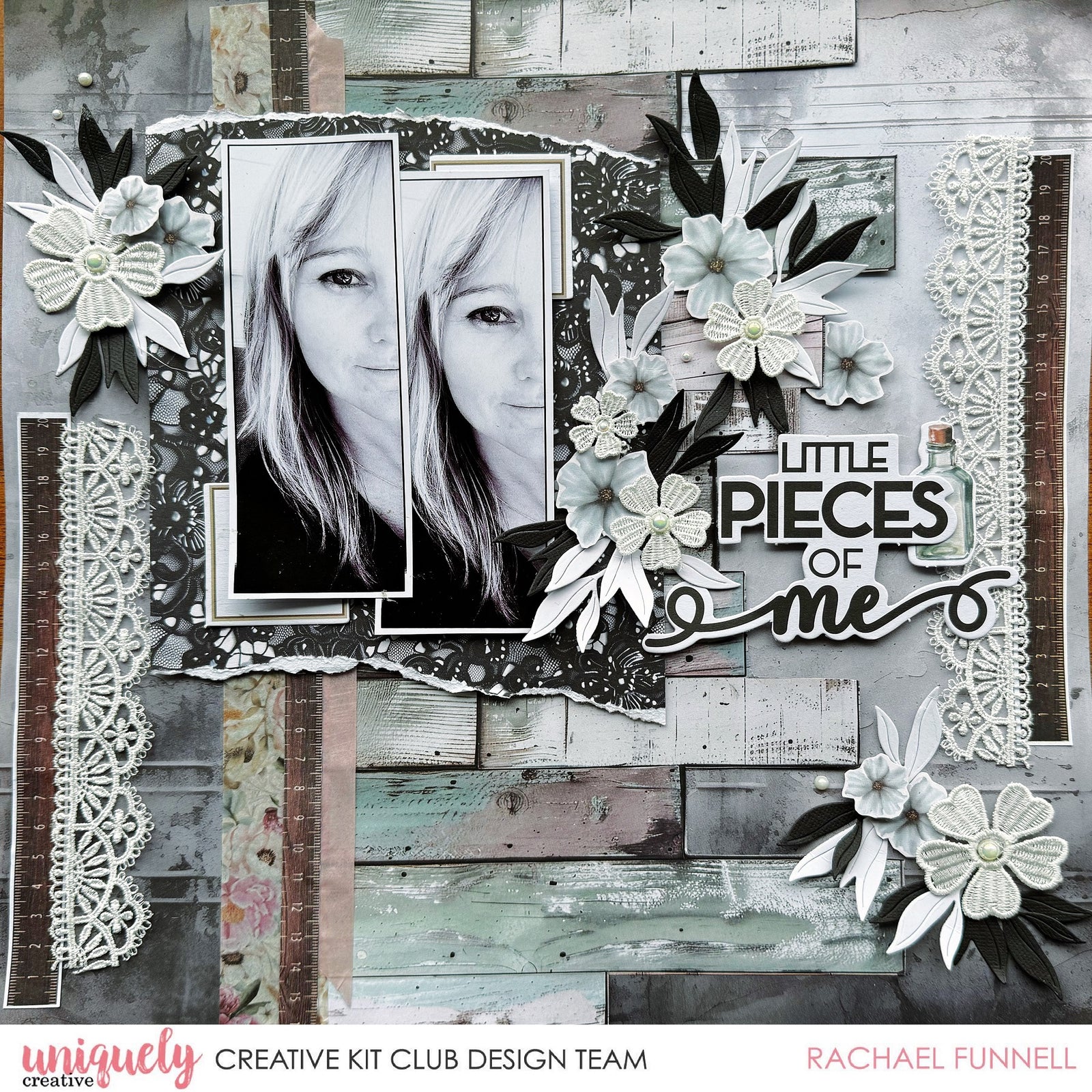 LITTLE PIECES OF ME SCRAPBOOKING LAYOUT - RACHAEL FUNNELL