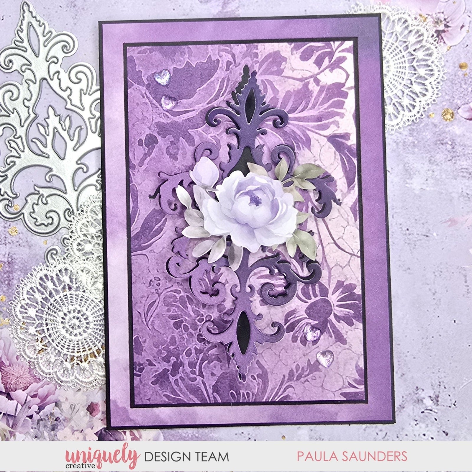 ROMANTIC DAMASK CARD - PAULA SAUNDERS
