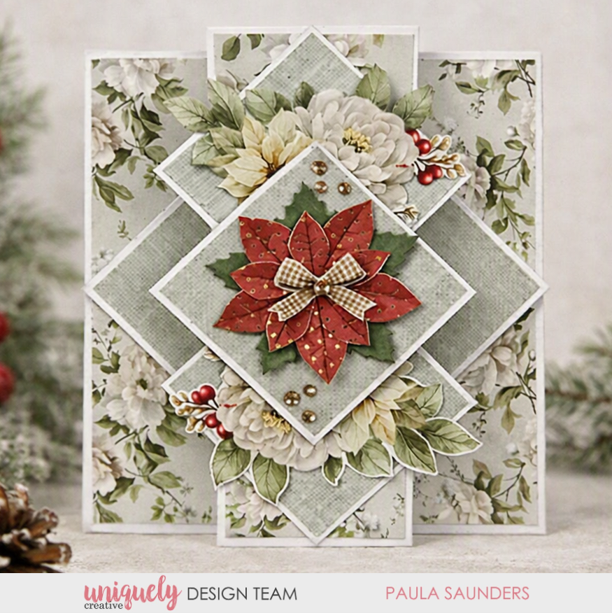 TRIPLE DIAMOND CHRISTMAS CARD - PAULA SAUNDERS