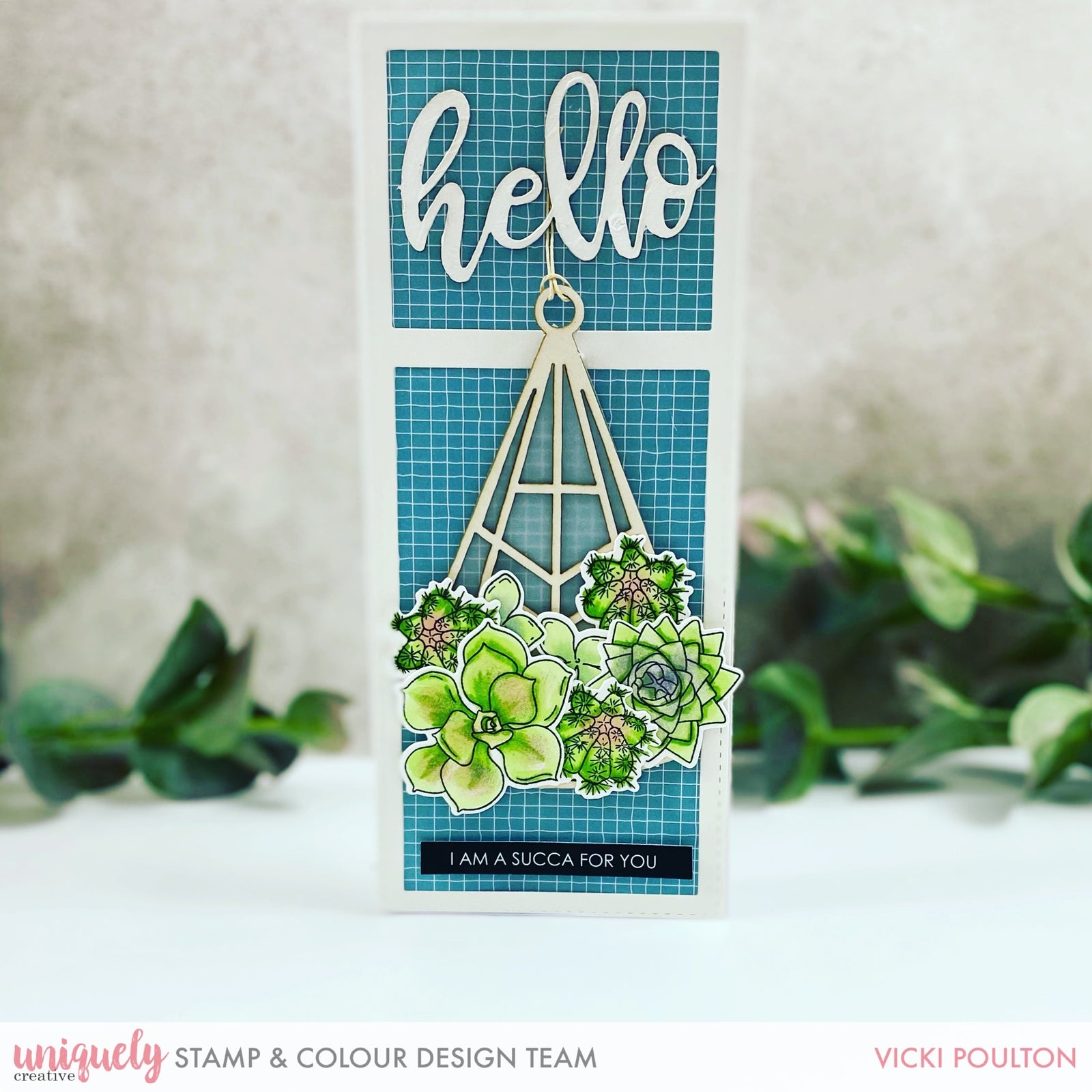 Hello Succulent Card - Vicki Poulton