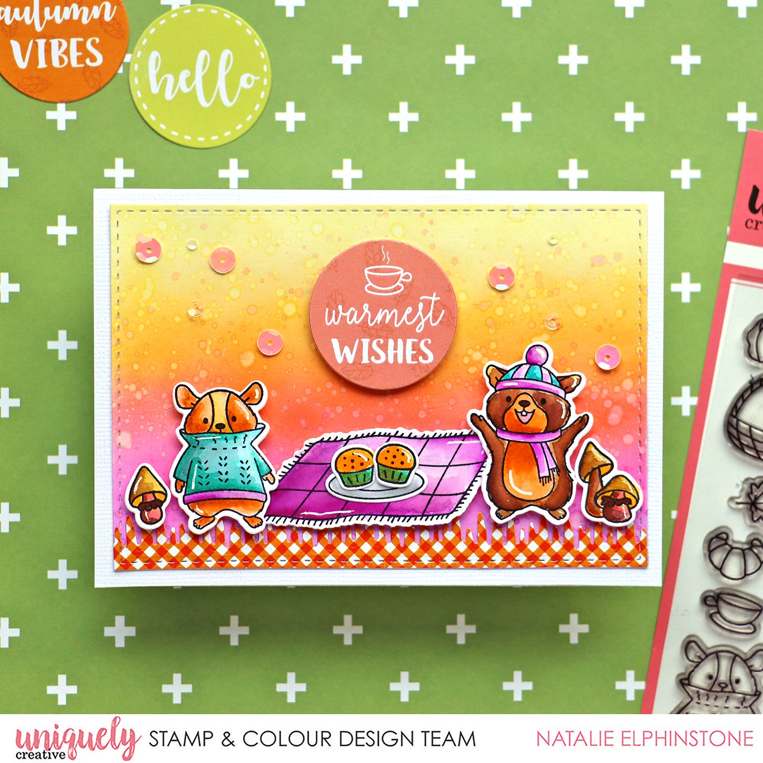 Make a cute fall card with our new clear stamp