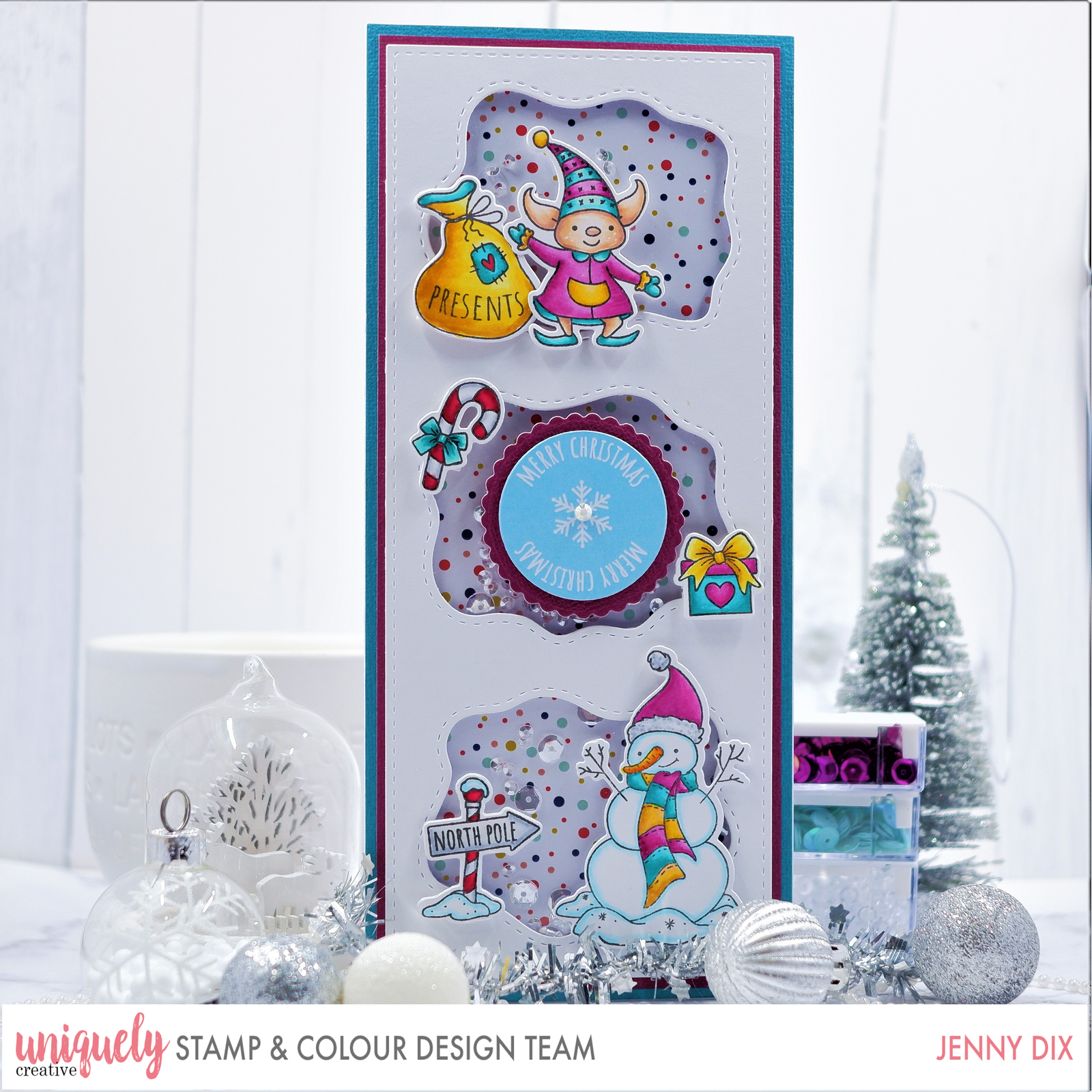 Merry Christmas Slimline Card Tutorial - Jenny Dix