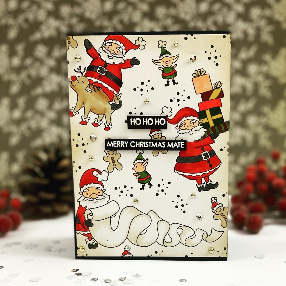 Naughty or Nice Stamped Background - Vicki Poulton