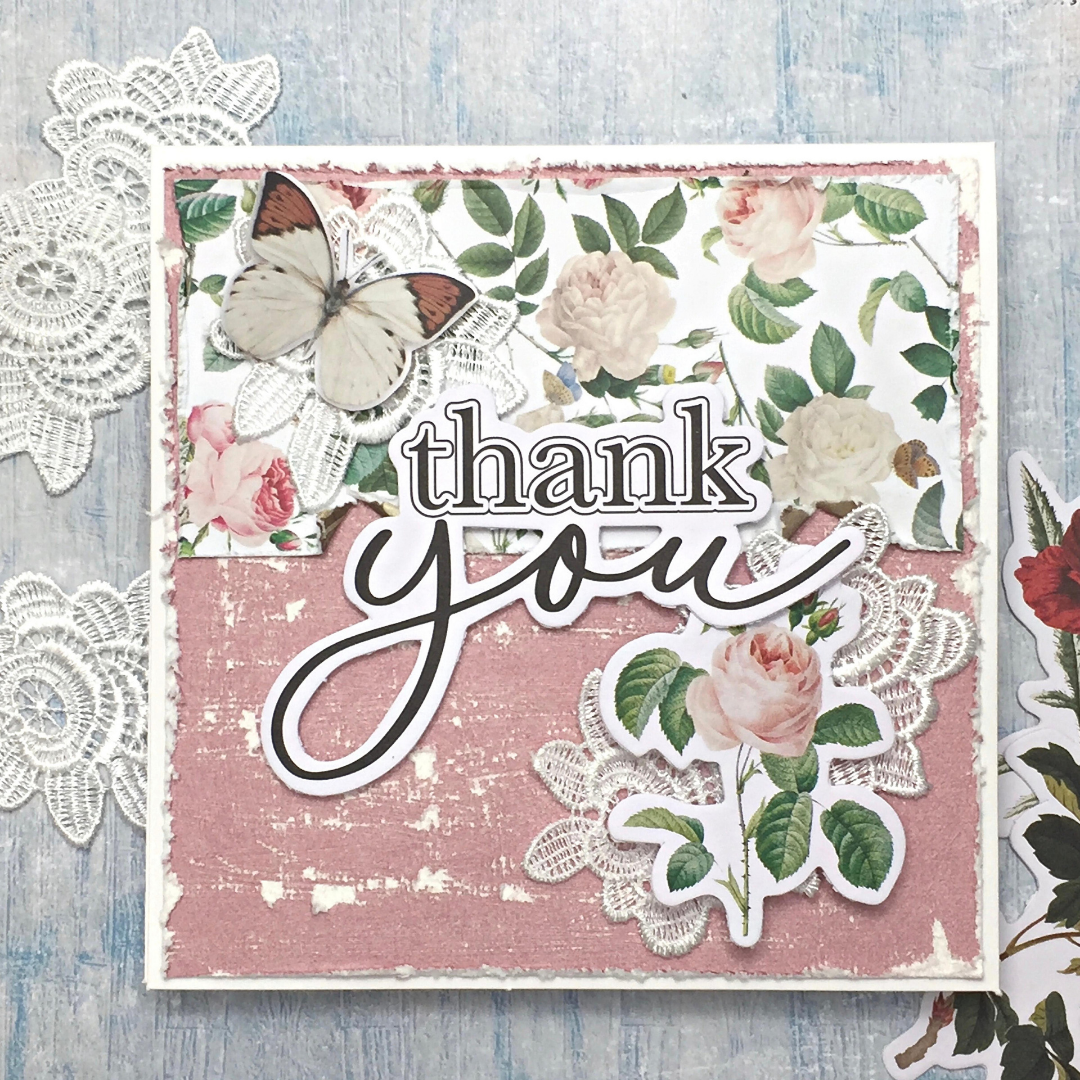 Handmade Thank You Card with vintage elements