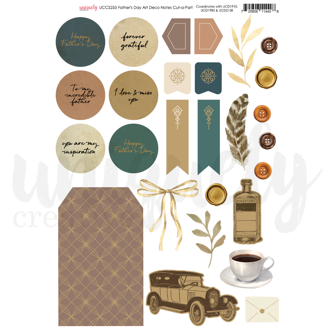 Father's Day Art Deco Notes Cut-a-Part Sheet