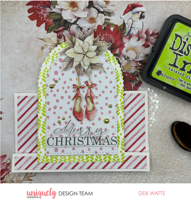 MERRY CHRISTMAS CENTRE STEP CARD - DEB WATTS