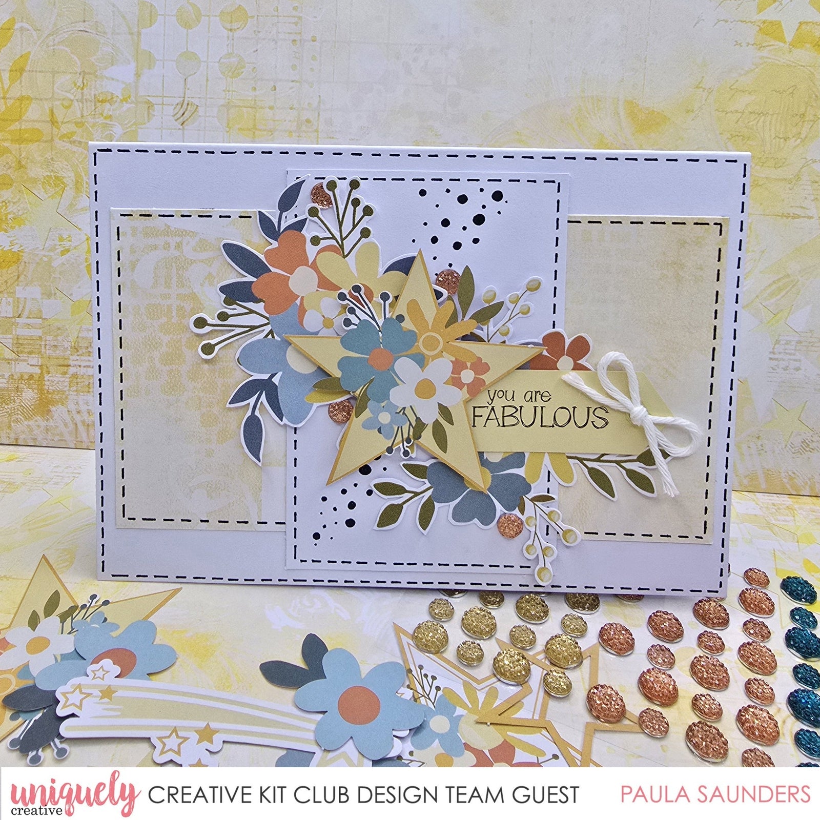 FAUX STITCHING FABULOUS CARD TUTORIAL - PAULA SAUNDERS