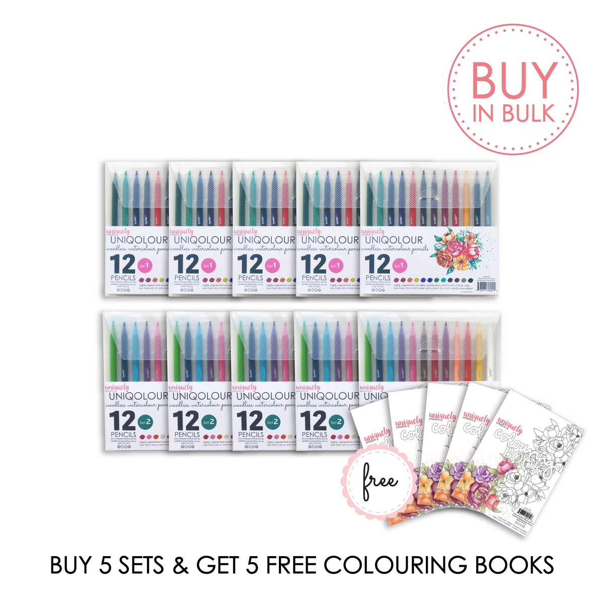 UNIQOLOUR Watercolour Pencils + Free Colouring Book