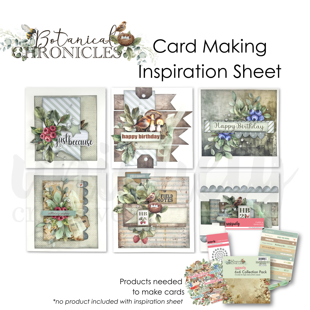 Botanical Chronicles Card Making Inspiration Sheet
