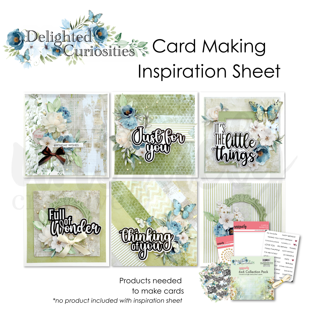 Delighted Curiosities Card Making Inspiration Sheet