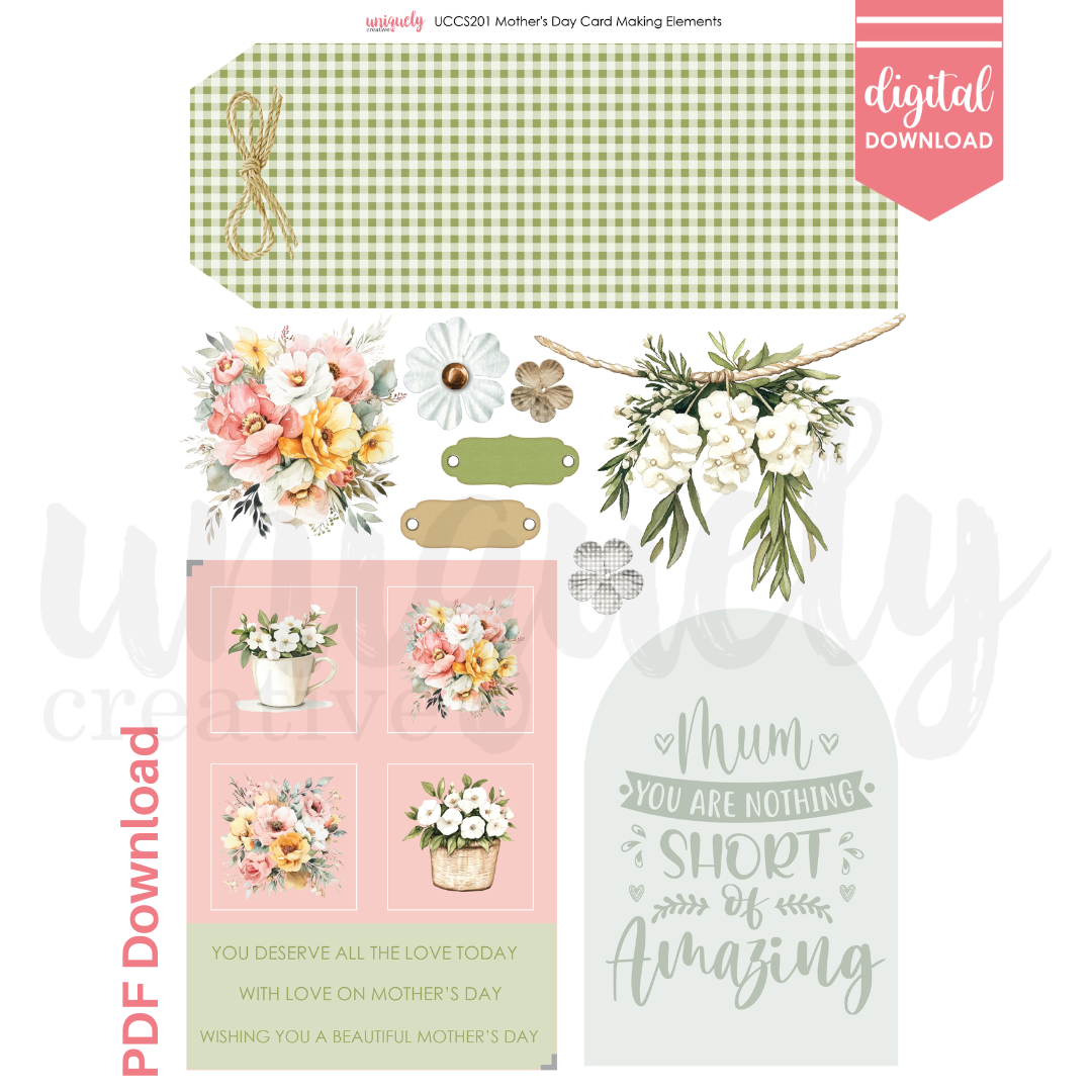 Mother&#39;s Day Card Making Elements Cut-a-Part Sheet - Digital Download