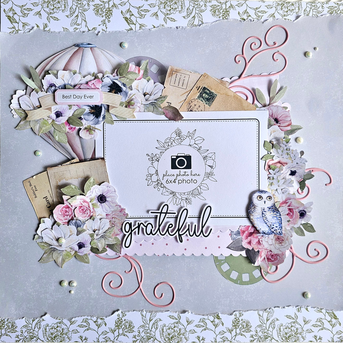 Pink Flourish Puffy Stickers