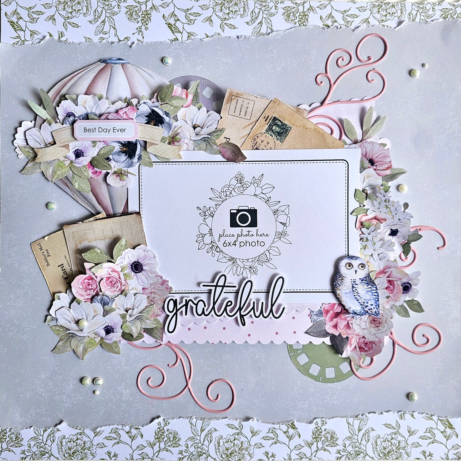 Pink Flourish Puffy Stickers