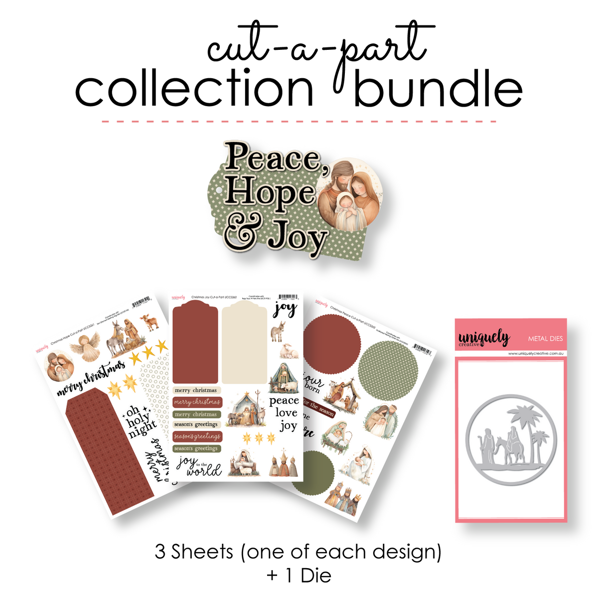 Peace, Hope, Joy Cut-a-Part Collection Bundle + Add-On Die