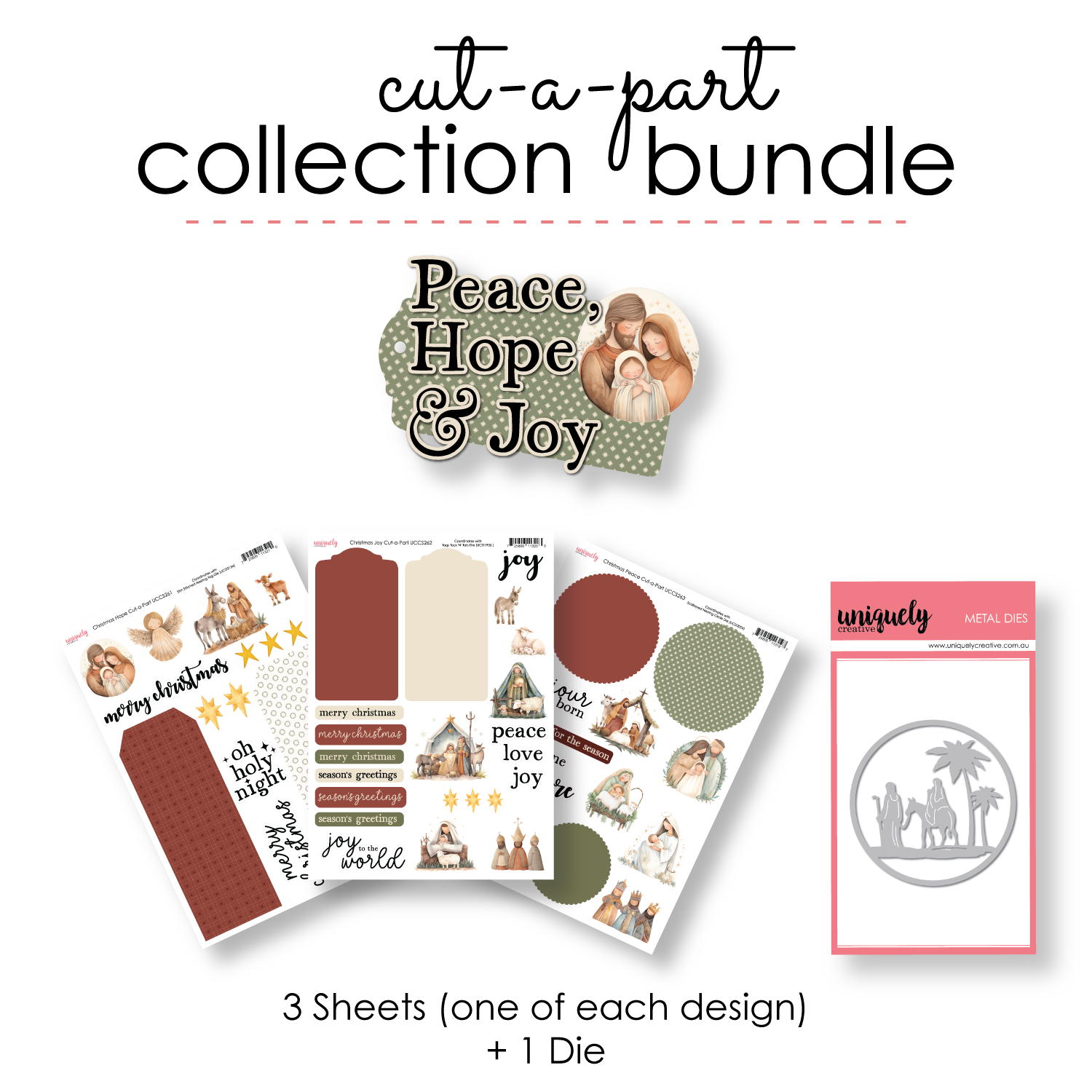 Peace, Hope, Joy Cut-a-Part Collection Bundle + Add-On Die