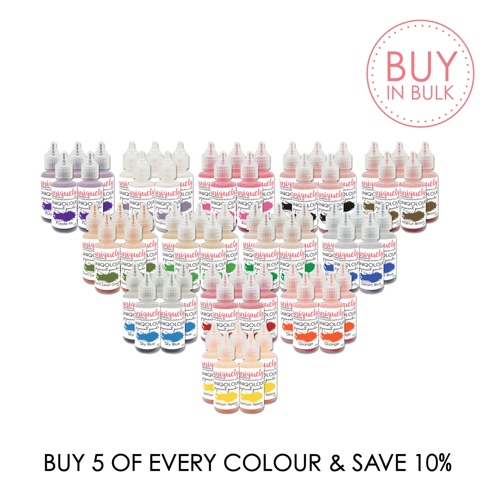 BUY IN BULK - UNIQOLOUR Pigment Powder (x5 All Colours)