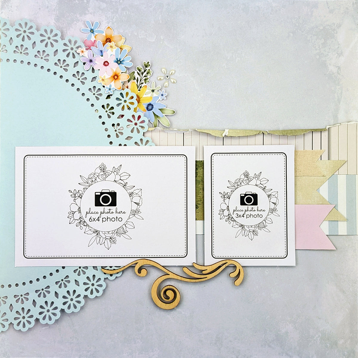 Light Blue Lacey Circle Decorative Base Layer