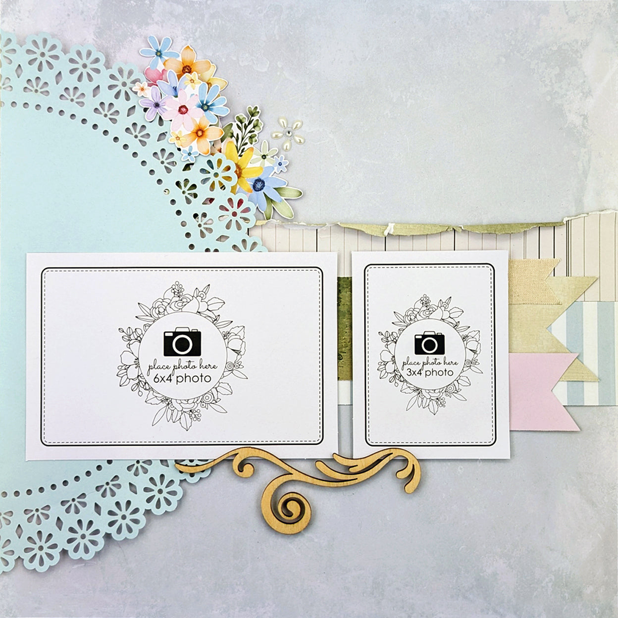 Light Blue Lacey Circle Decorative Base Layer