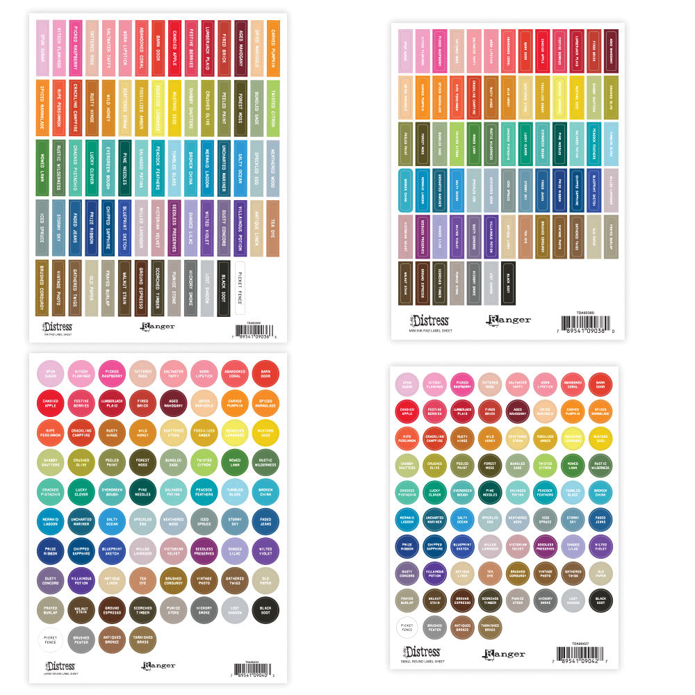 Tim Holtz Distress Label Assortment Sheets - White Print