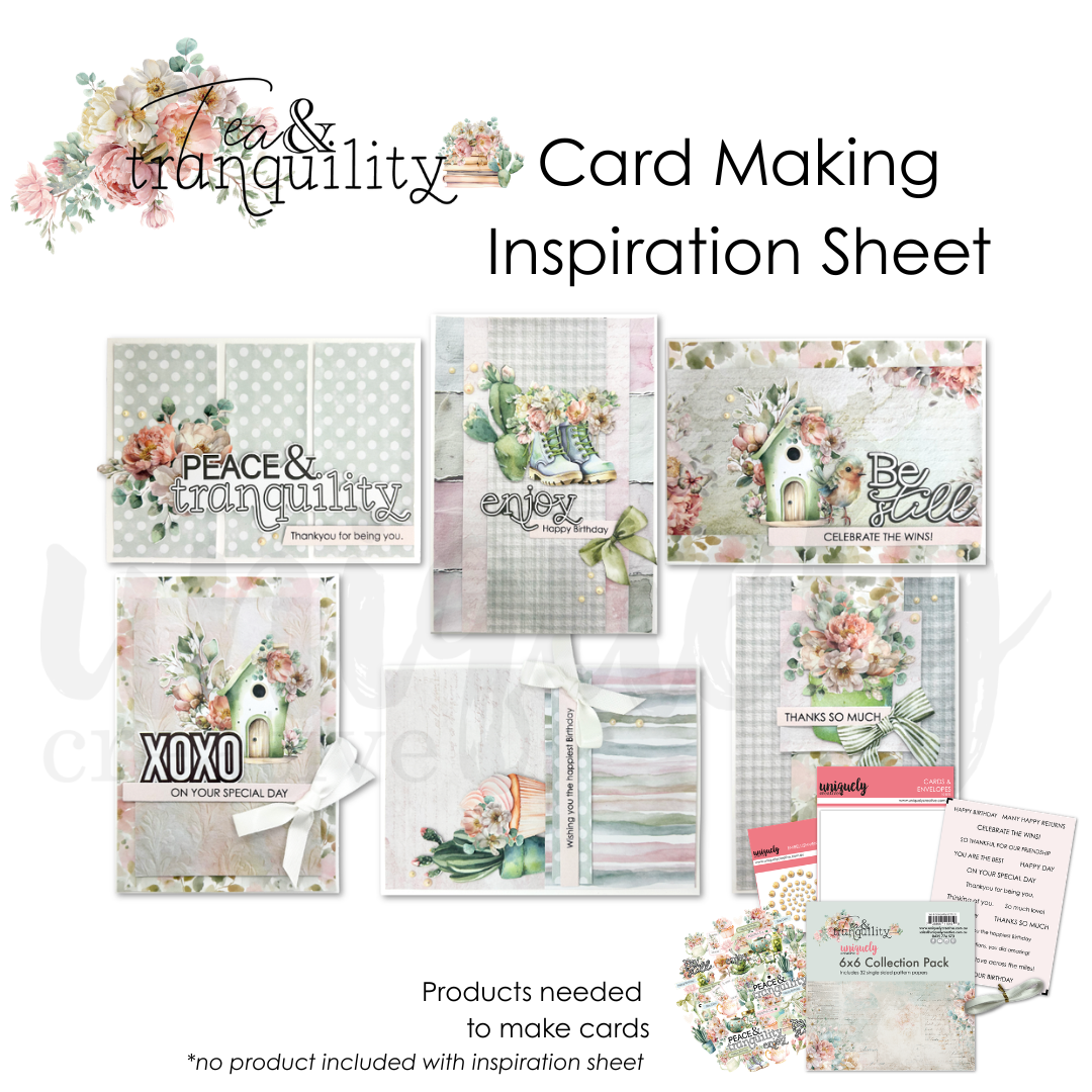 Tea &amp; Tranquility Card Making Inspiration Sheet