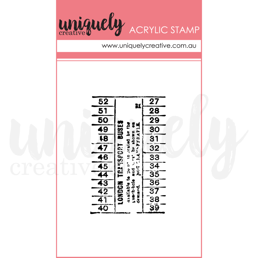 Vintage Bus Ticket Mark Making Mini Stamp - Acrylic Stamp