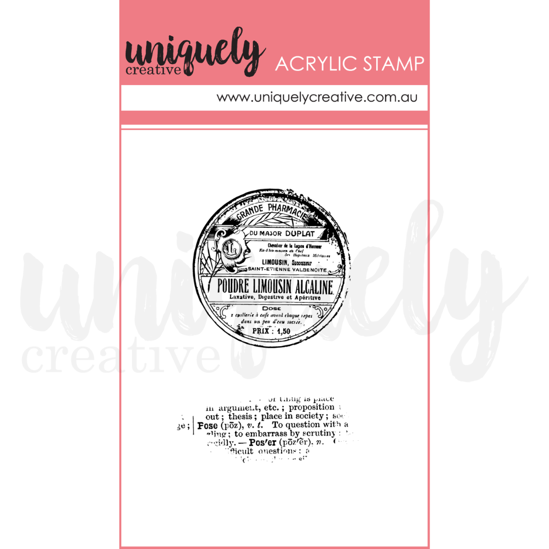 Vintage Dictionary Mark Making Mini Stamp - Acrylic Stamp