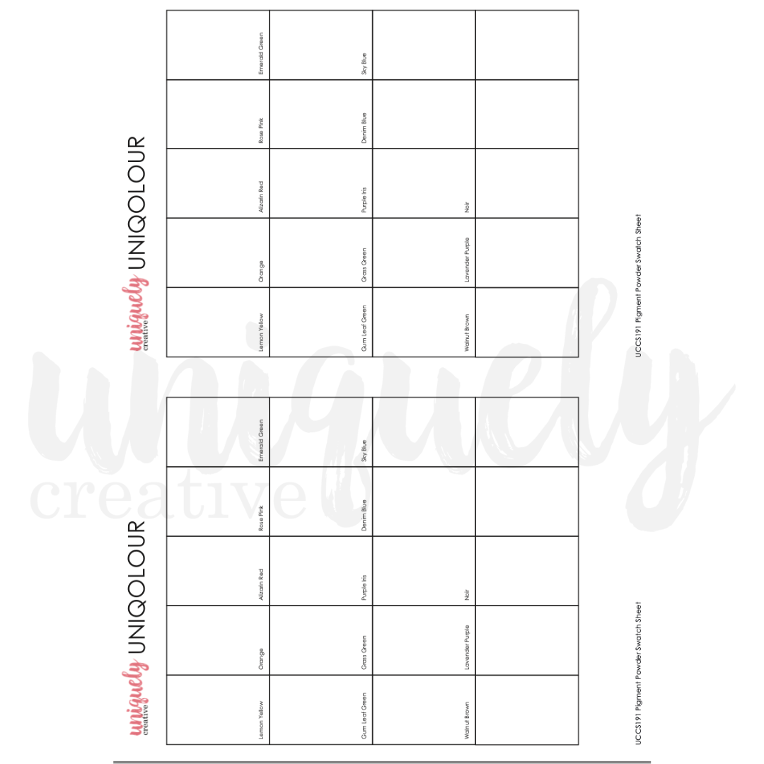 UNIQOLOUR Pigment Powder Swatch Sheet
