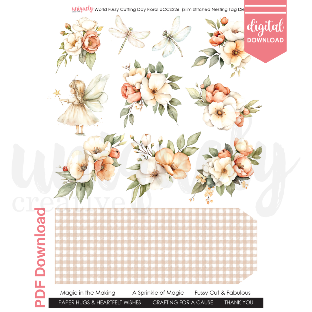 World Fussy Cutting Day Florals Cut-a-Part Sheet - Digital Download