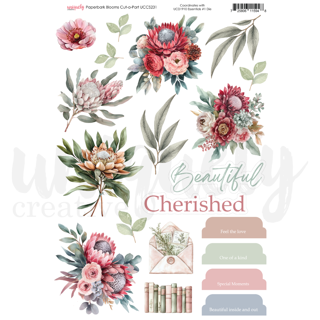Paperbark Blooms Cut-a-Part Sheet
