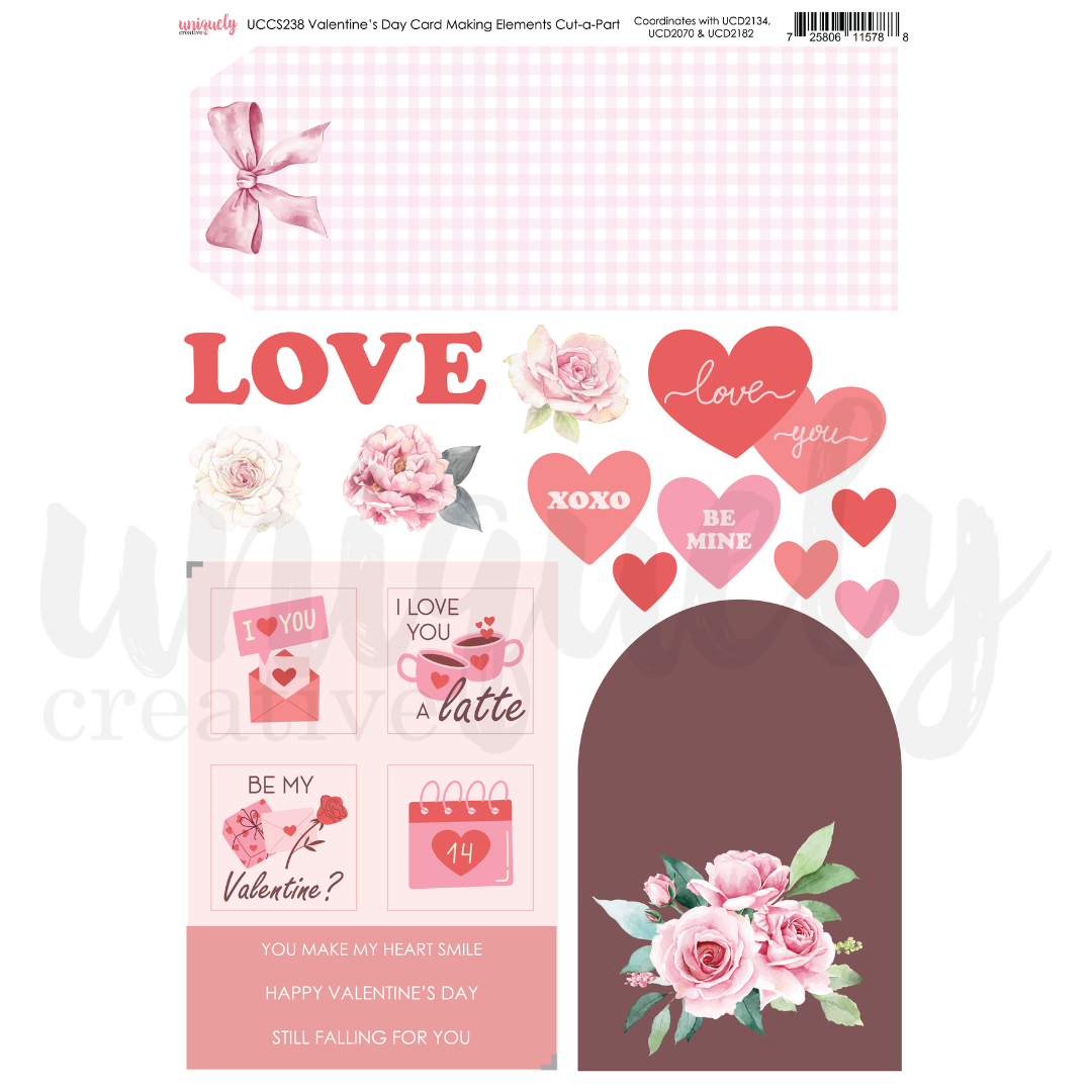 Valentine's Day Card Making Elements Cut-a-Part Sheet
