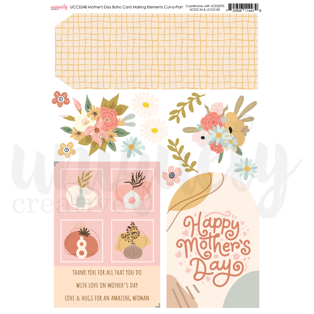 Mother's Day Boho Card Making Elements Cut-a-Part Sheet