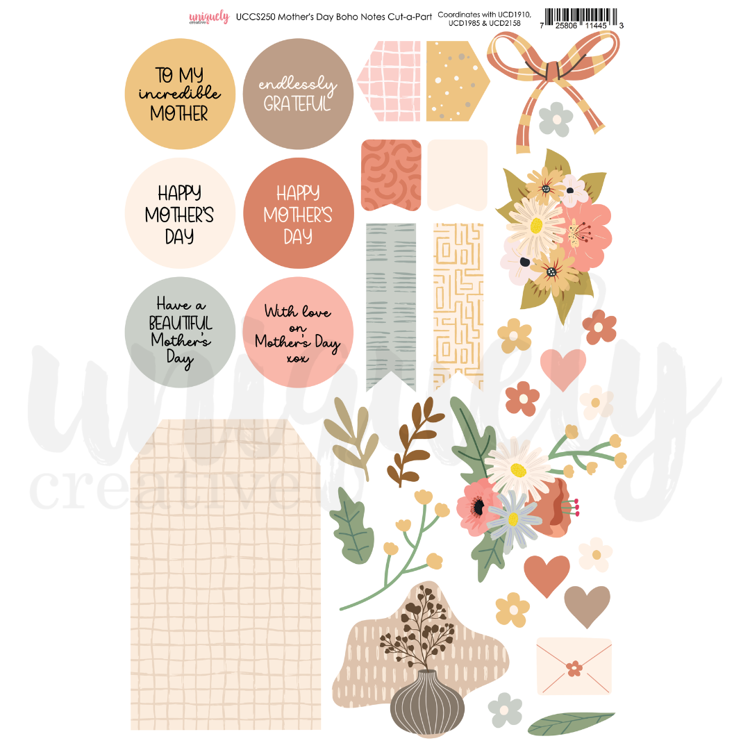 Mother's Day Boho Notes Cut-a-Part Sheet