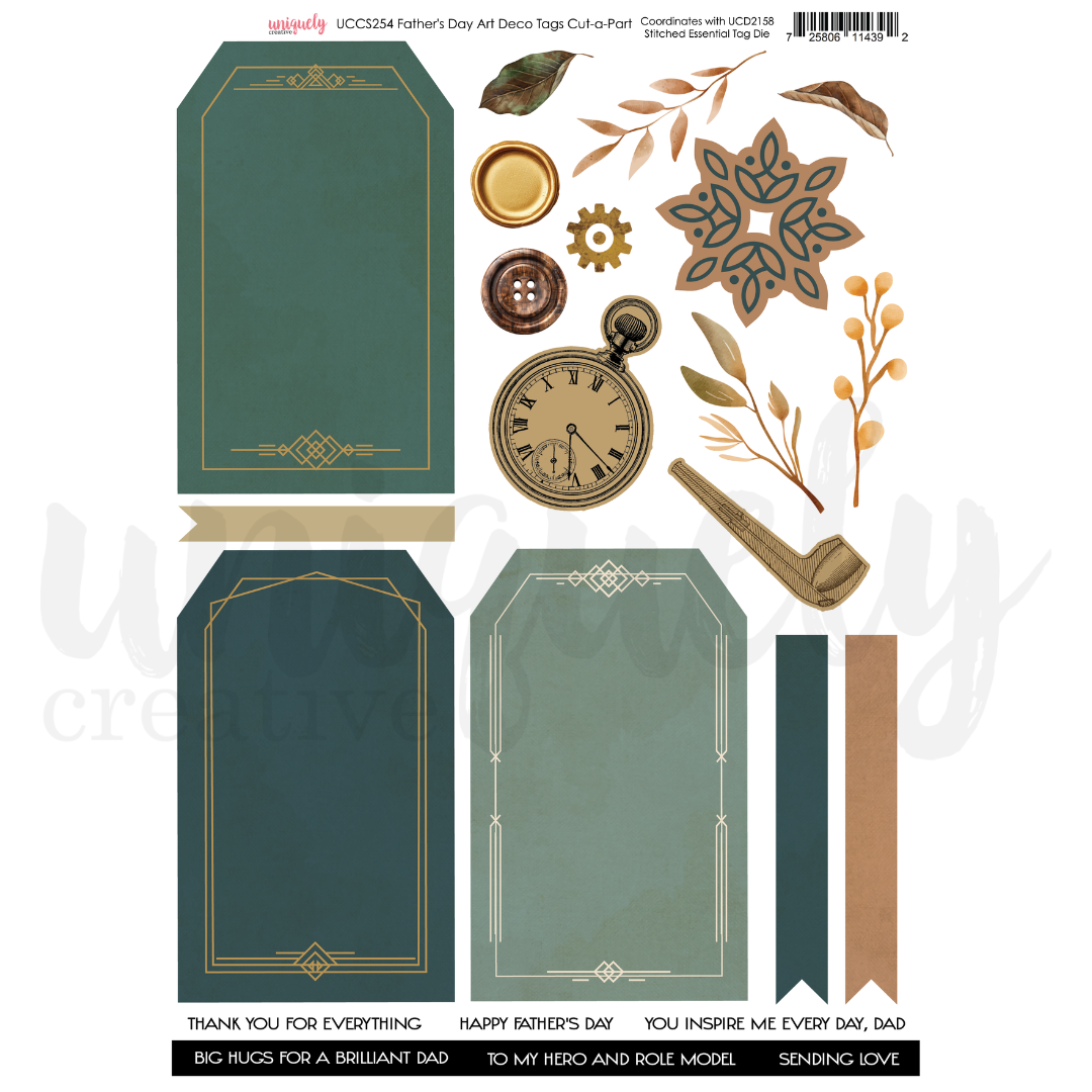 Father's Day Art Deco Tags Cut-a-Part Sheet