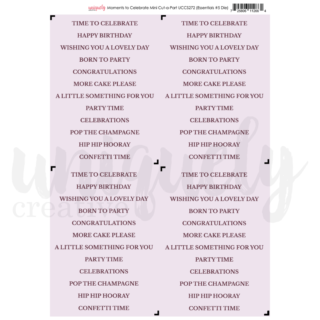 Moments to Celebrate Cut-a-Part Sheet Mini
