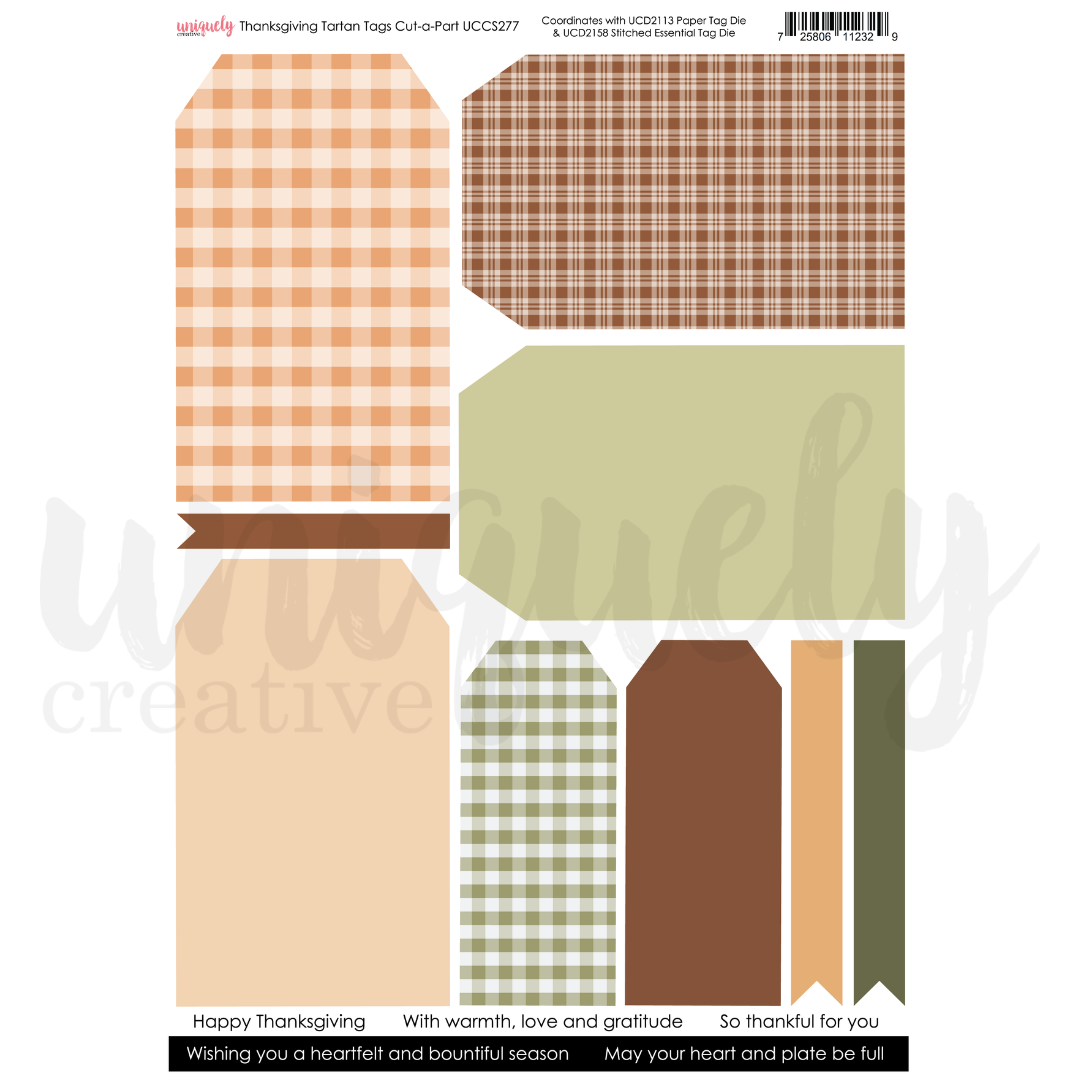 Thanksgiving Tartan Tags Cut-a-Part Sheet
