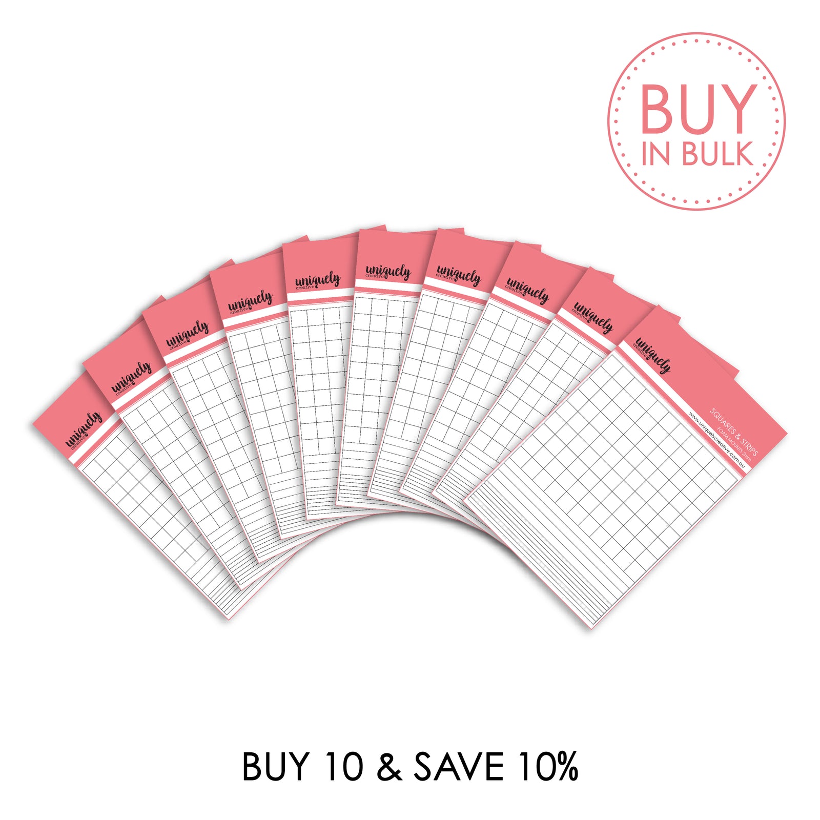 BUY IN BULK - Foam Mounts Squares & Strips (x10)