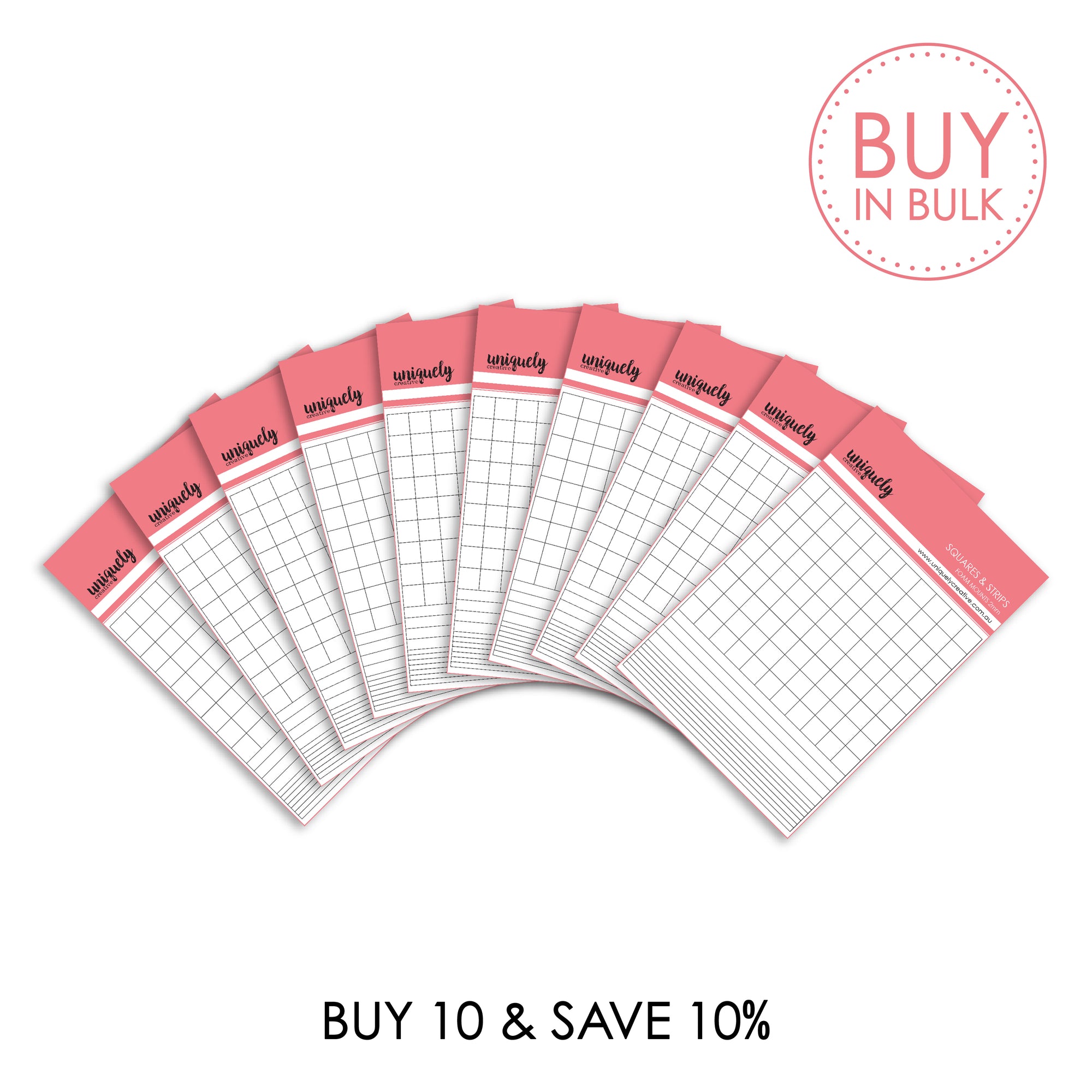 BUY IN BULK - Foam Mounts Squares & Strips (x10)