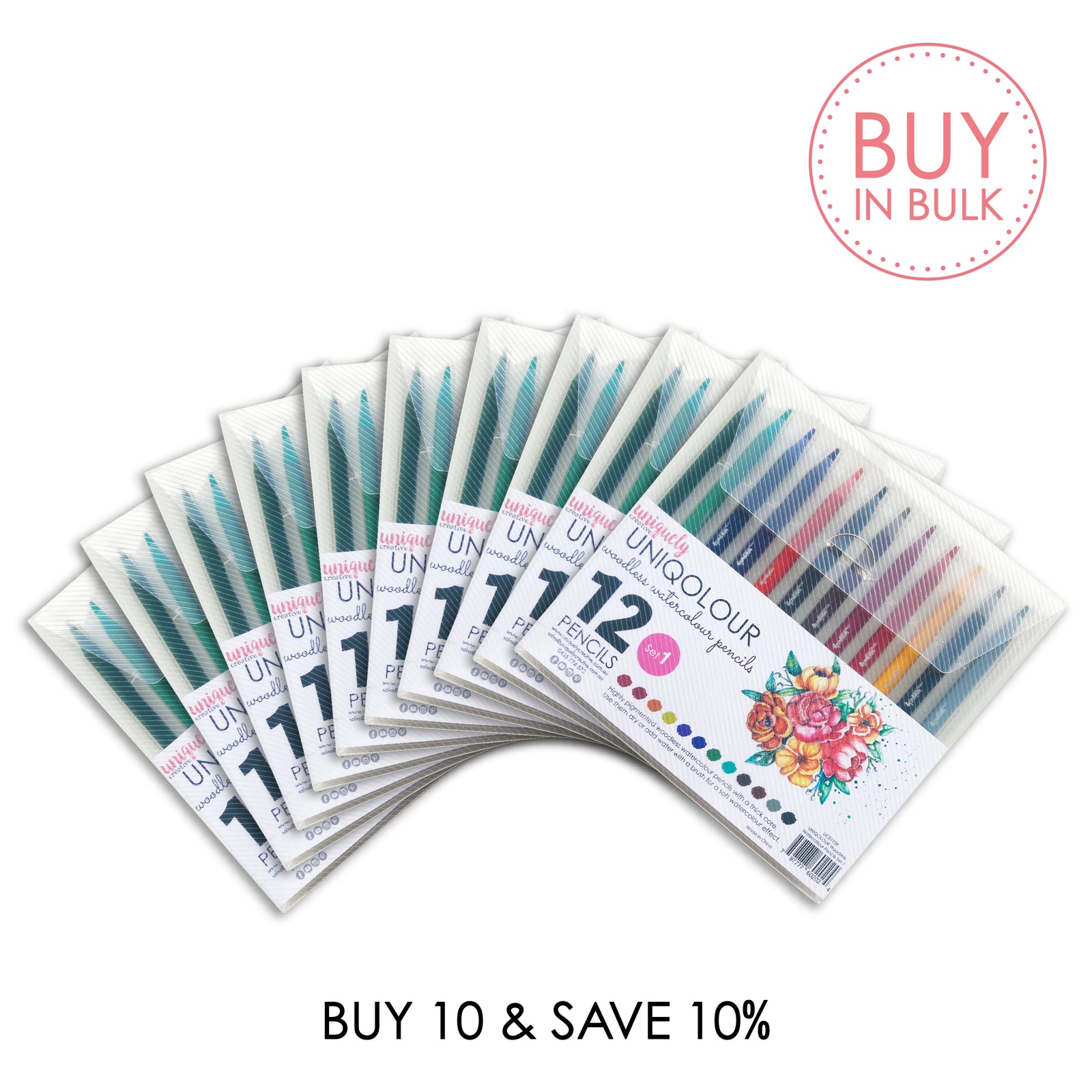 BUY IN BULK - UNIQOLOUR Woodless Watercolour Pencils - Set 1 (x10)