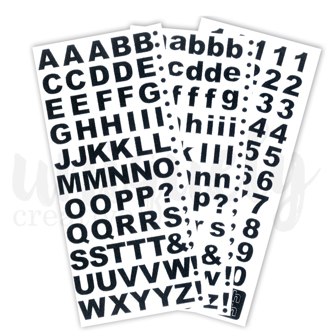 Glitter Black Alpha & Number Stickers