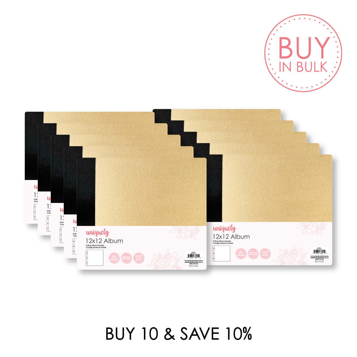 BUY IN BULK - 12&quot; x 12&quot; D Ring Scrapbooking Album (x10)