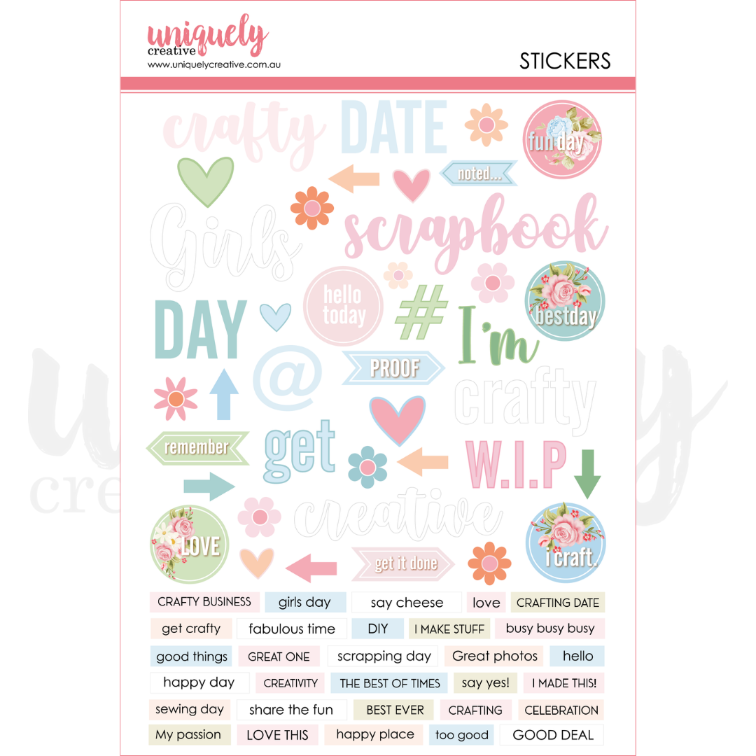 Patchwork Roses Puffy Stickers