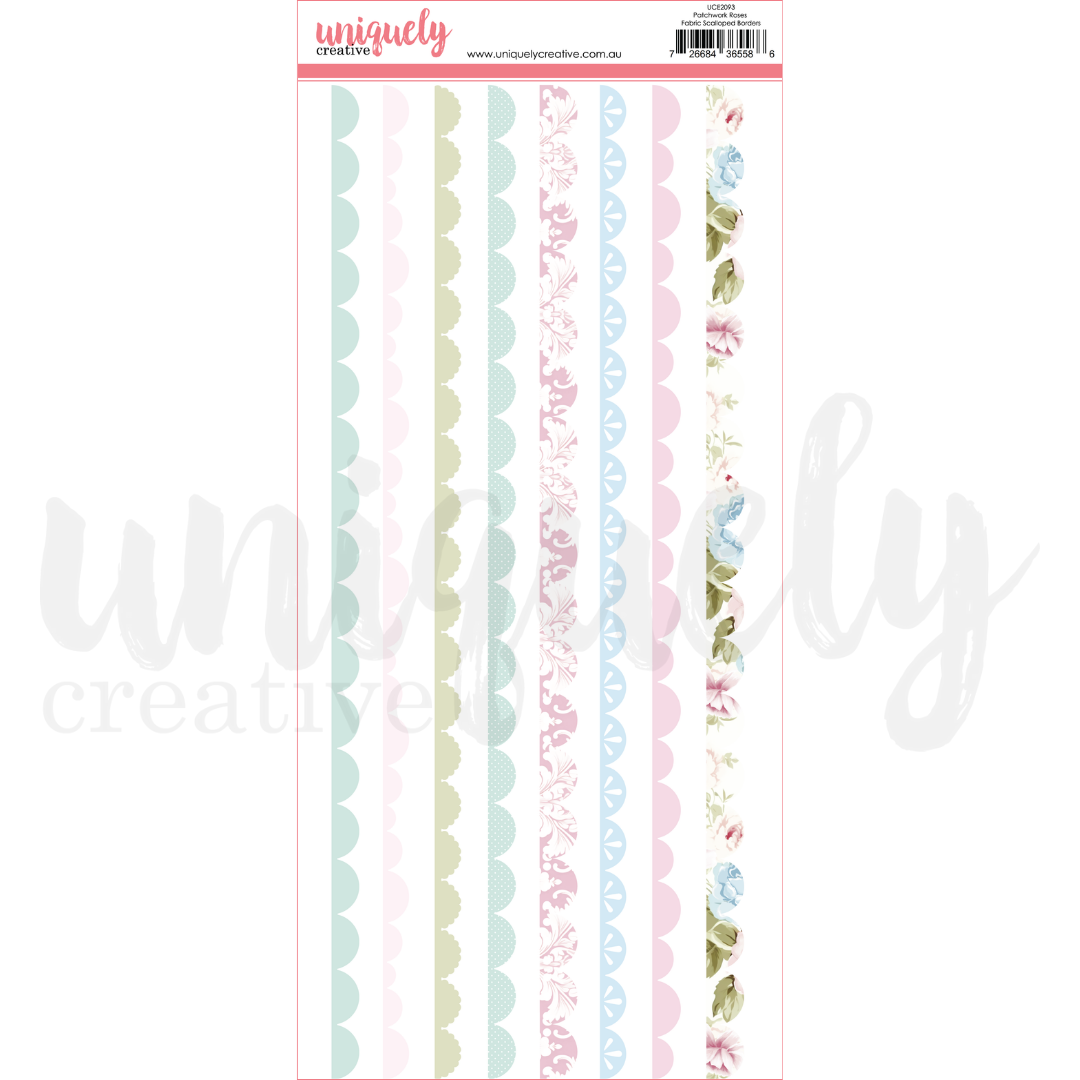 Patchwork Roses Fabric Scalloped Borders