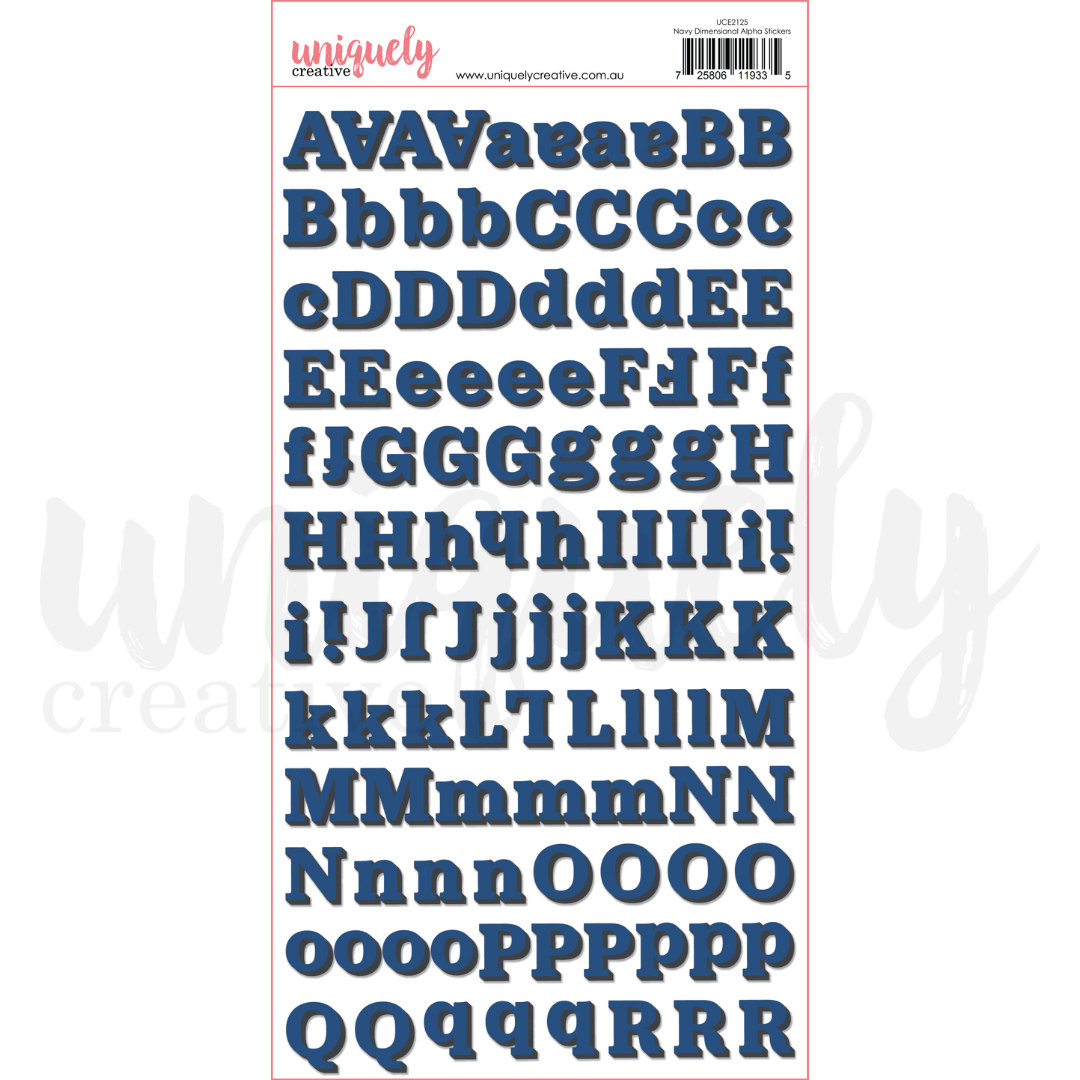 Navy Dimensional Alpha Stickers