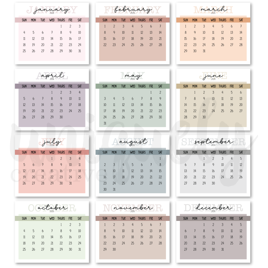 2026 Calendar Pads