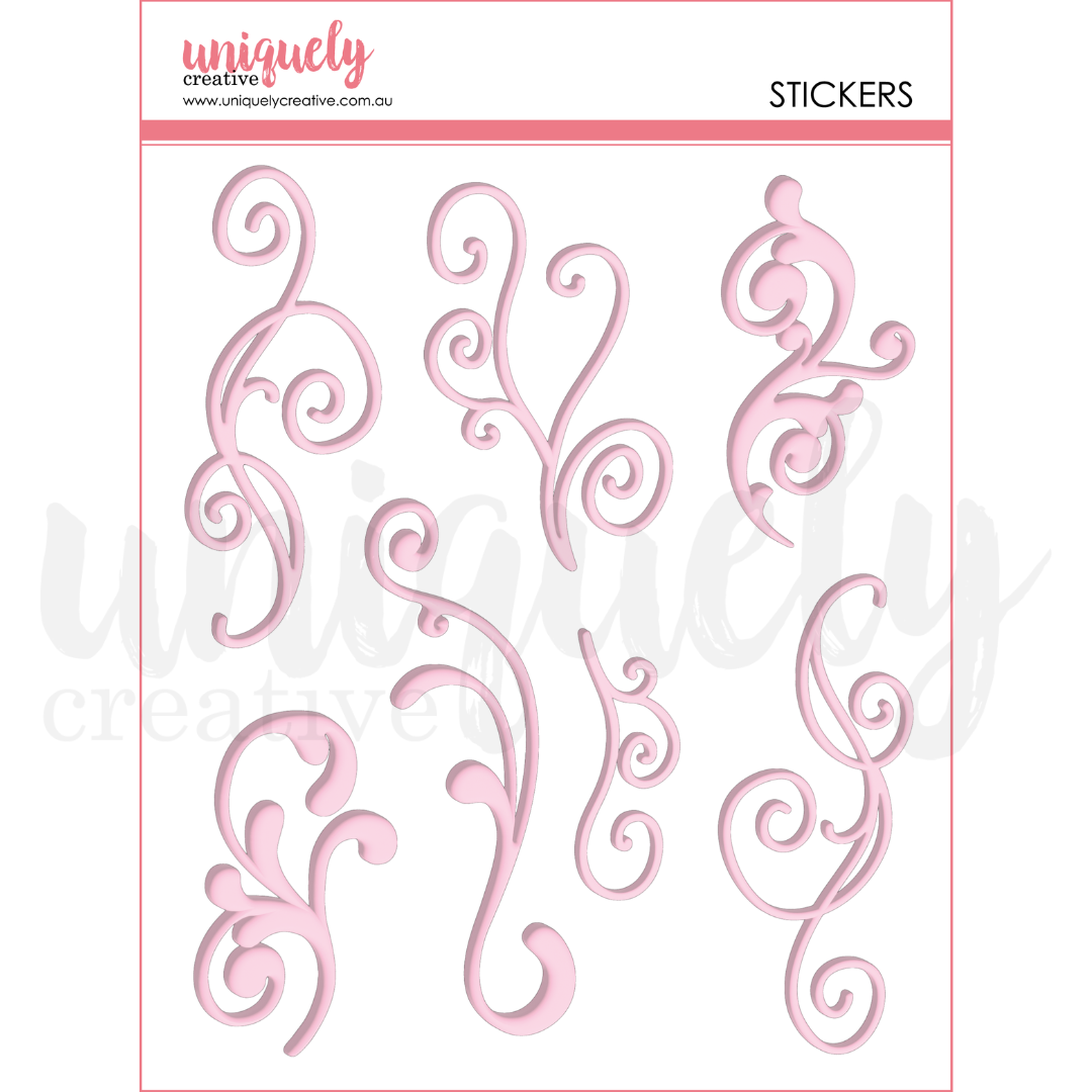 Pink Flourish Puffy Stickers